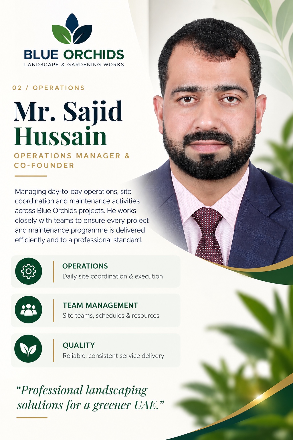 Mr. Sajid Hussain, Operations Manager and Co-Founder